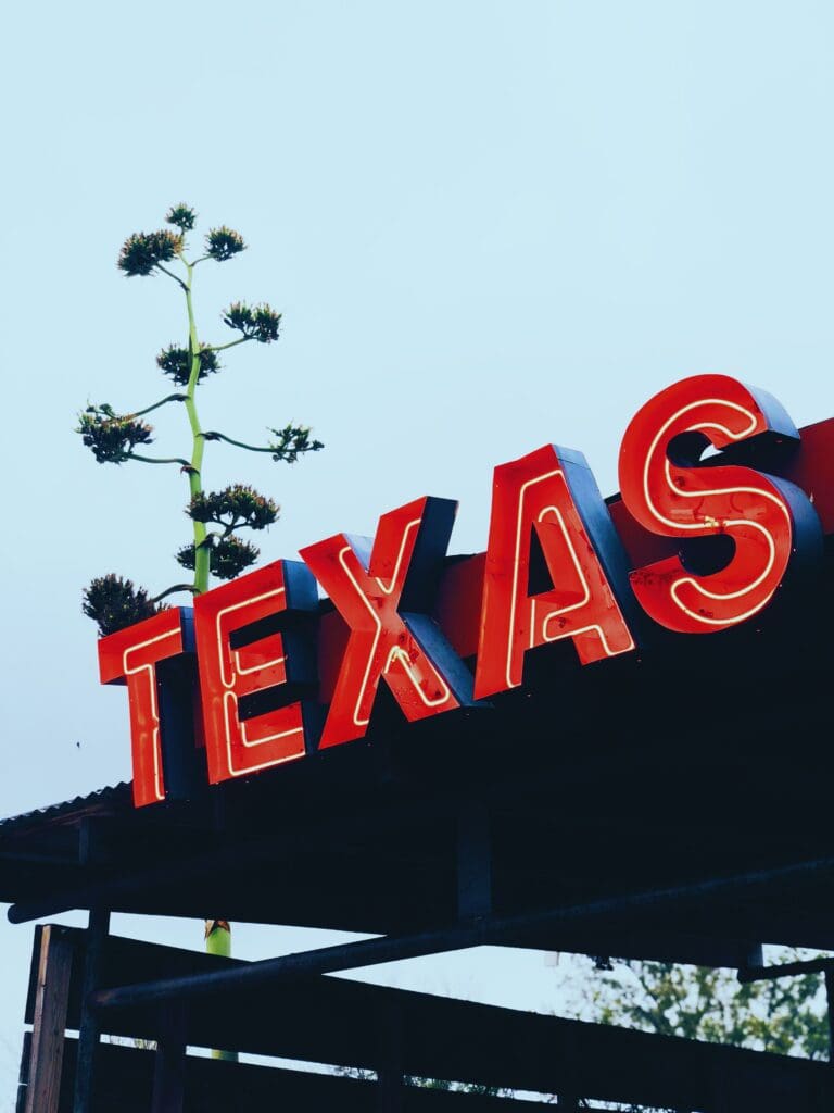 texas display red letters sign