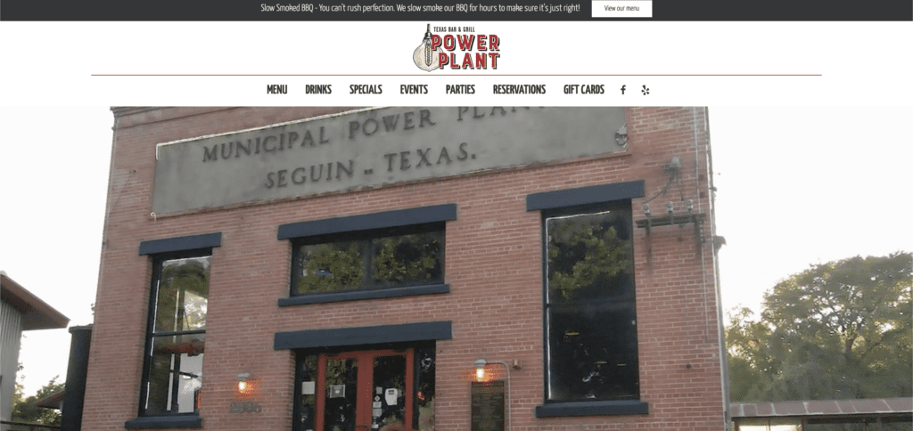 Seguin Power Plant Grill Homepage Brick Building