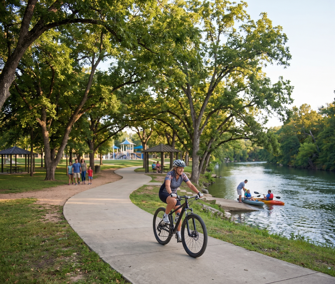 Seguin Texas outdoor lifestyle - parks, trails, and community spaces for RV visitors